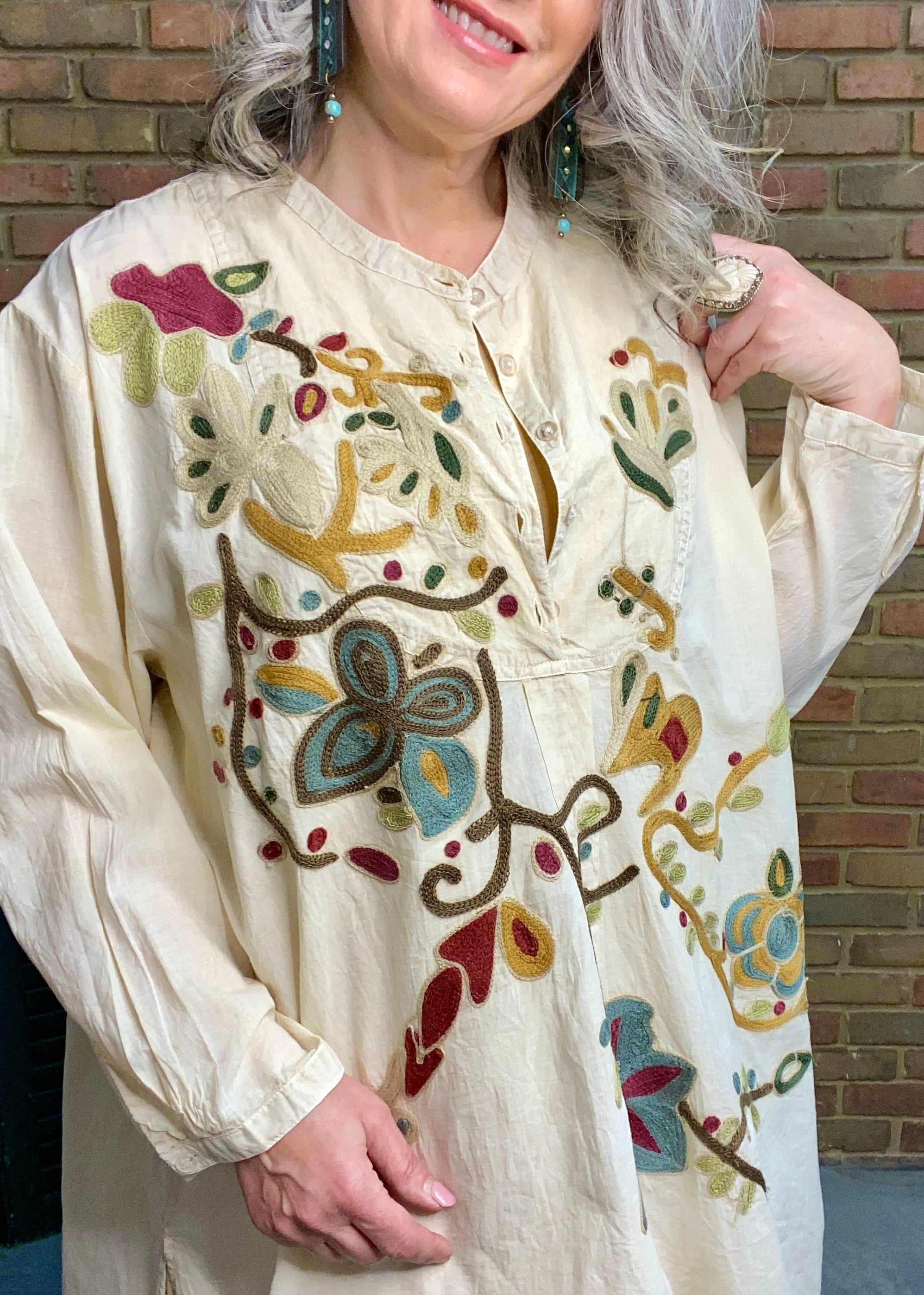 Floral Embroidery Hi Lo Tunic  