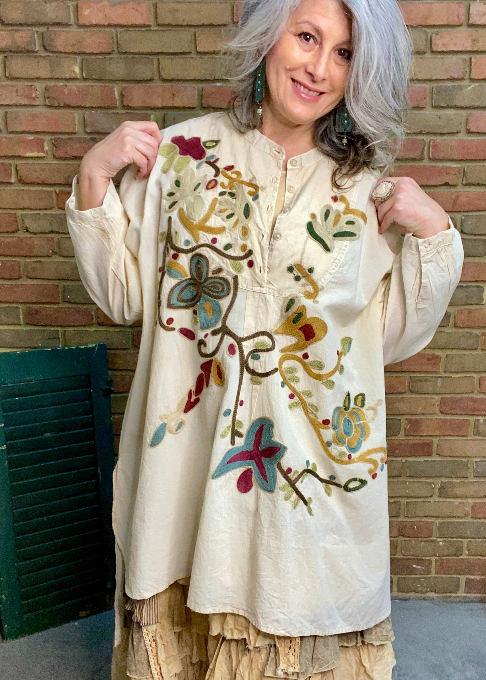 Floral Embroidery Hi Lo Tunic  