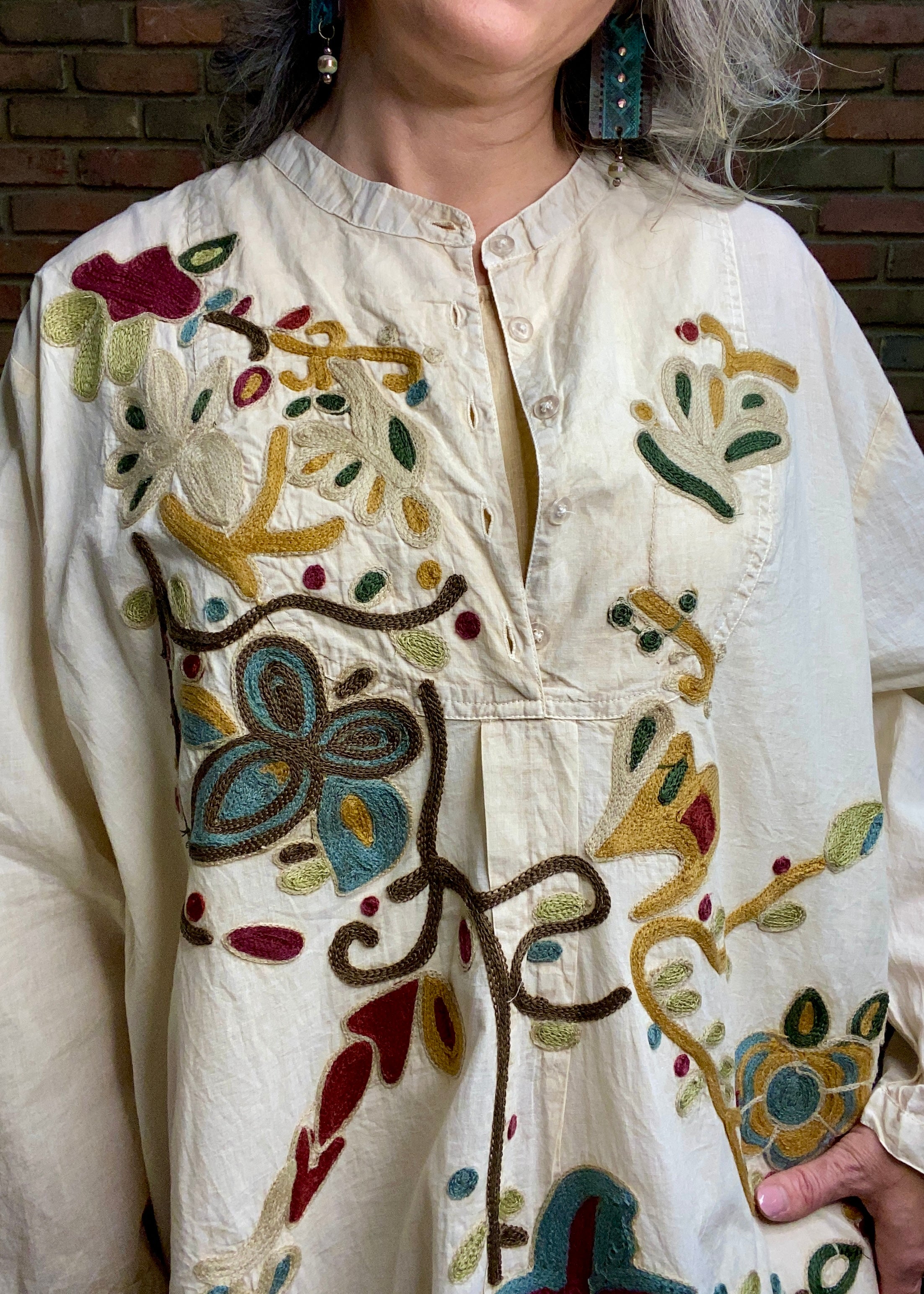 Floral Embroidery Hi Lo Tunic  