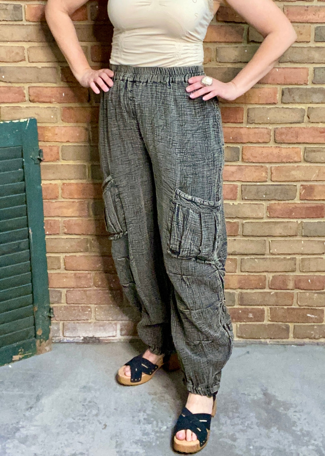 Stone Washed Gauze Pocket Pants