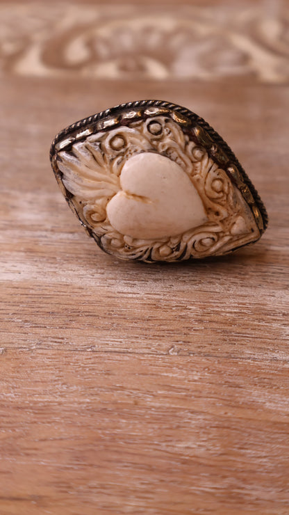 Flaming Heart Bone Ring