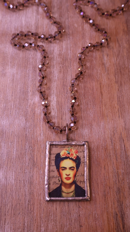 Frida on Champagne Crystal Necklace