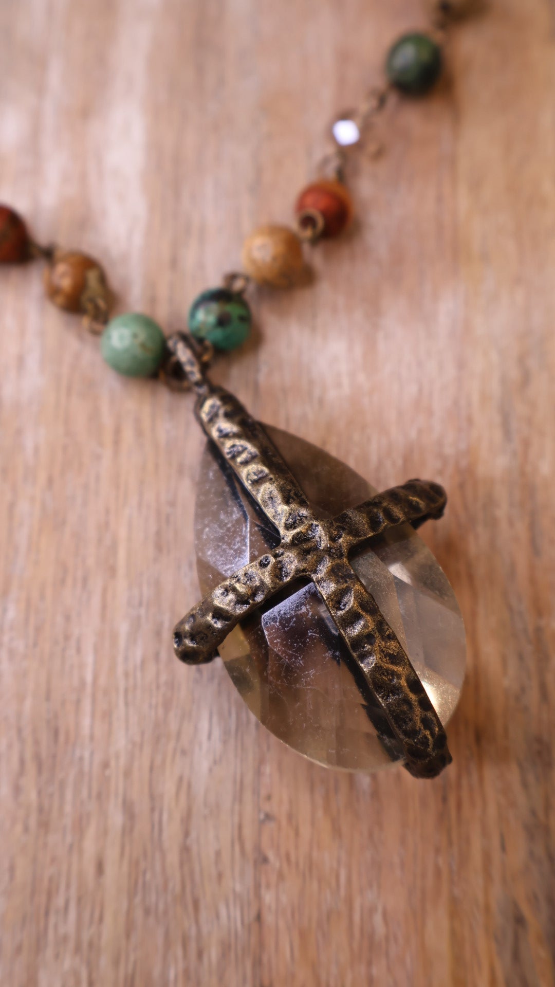 Crystal/Cross Beaded Necklace