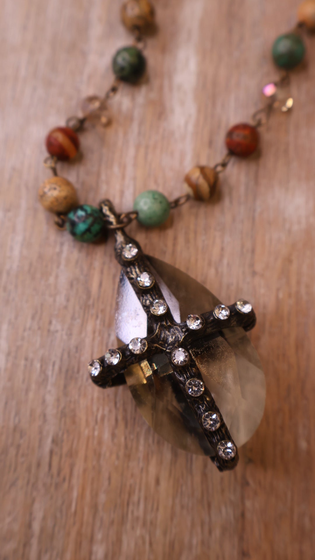 Crystal/Cross Beaded Necklace