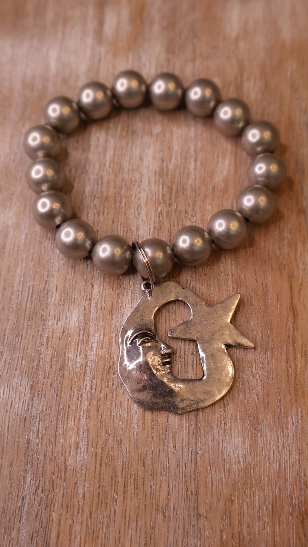 Silver Moon &amp; Star Bracelet - Vintage Vault Boutique