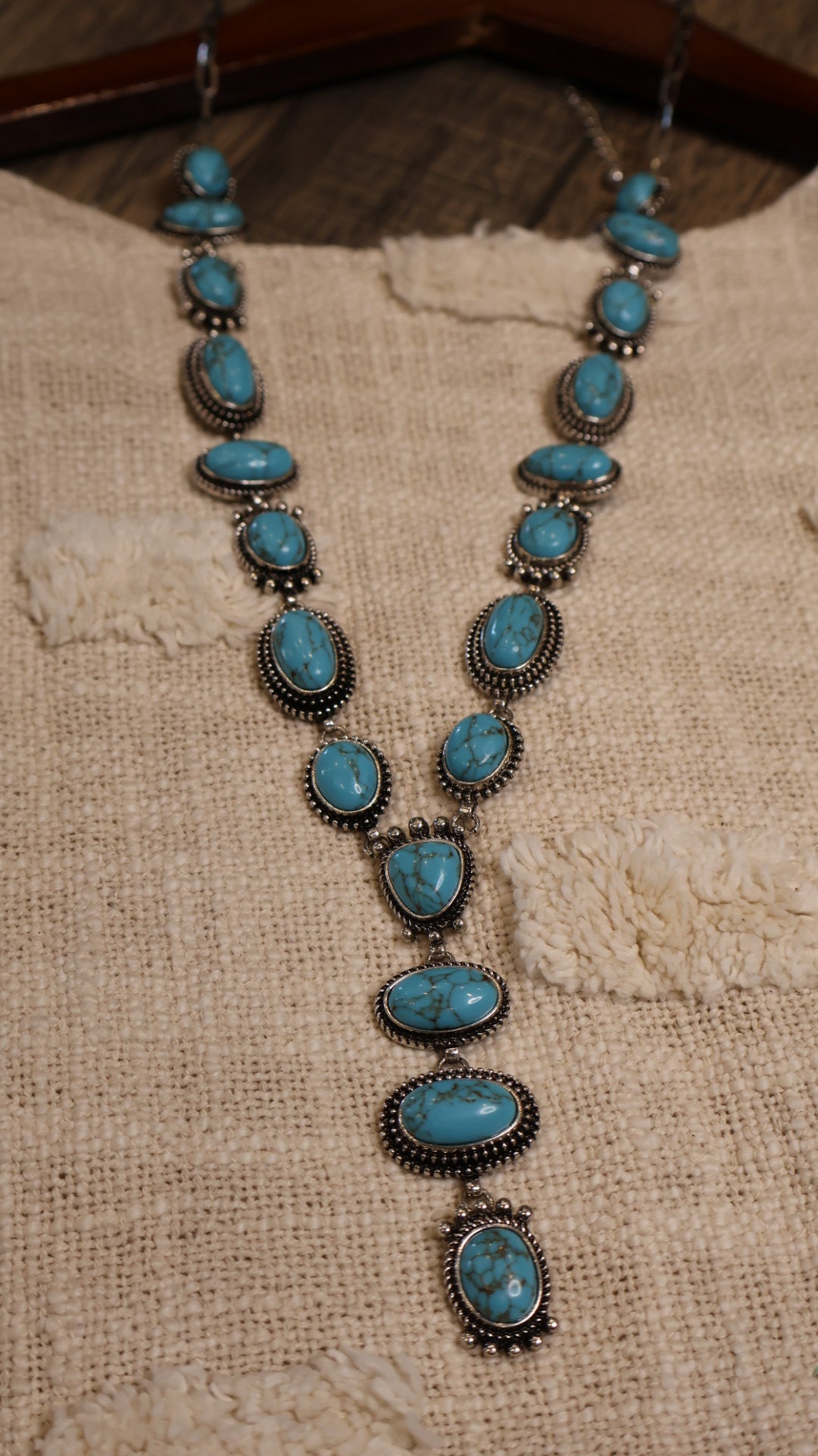 Turquoise Silver Y-Necklace