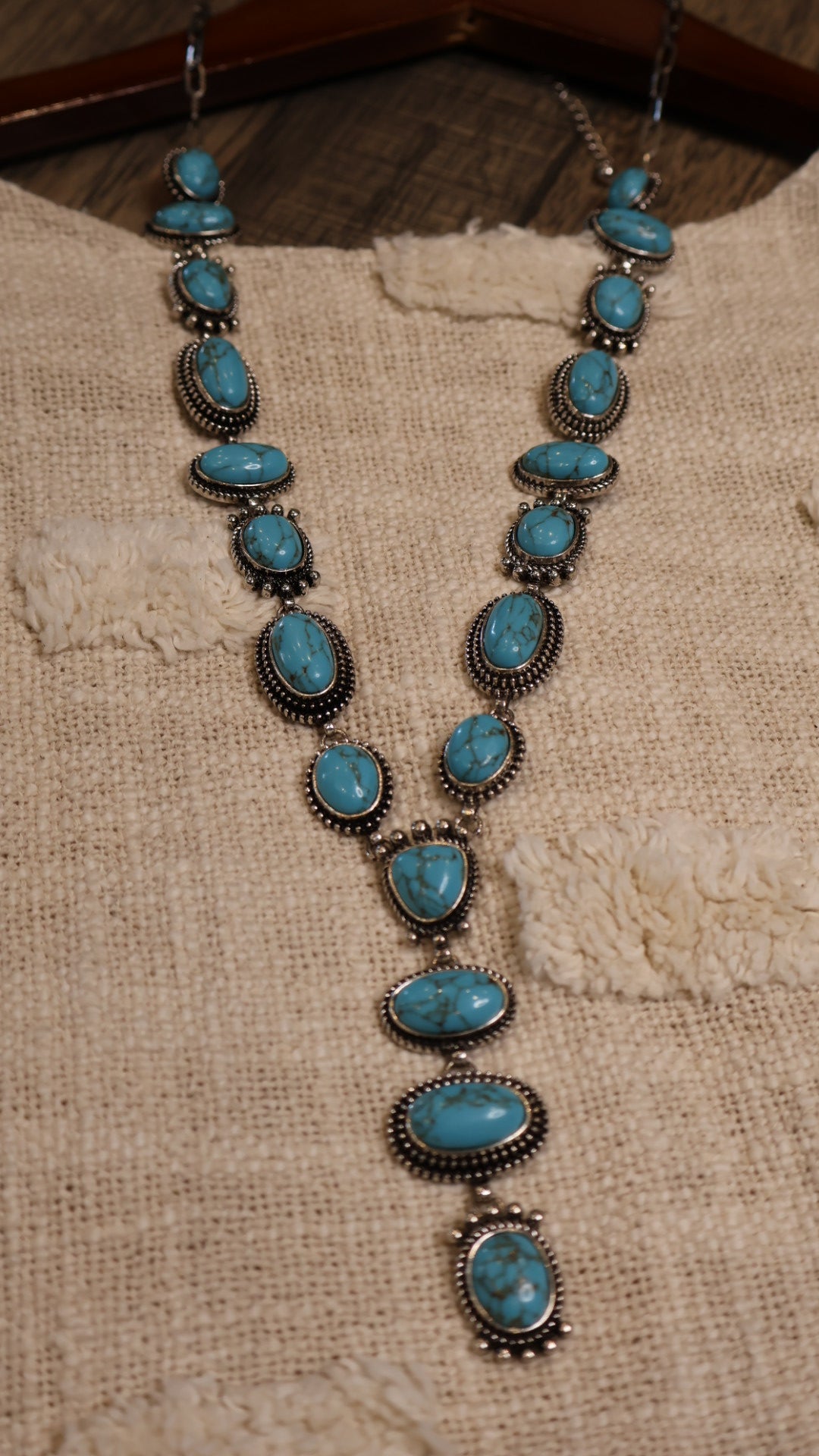 Turquoise Silver Y-Necklace