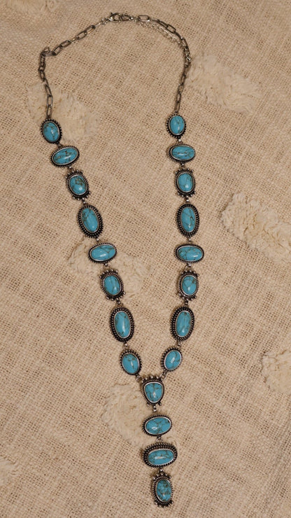 Turquoise Silver Y-Necklace