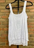 TENT Crinkle Layered Tilly Tank  WHITE  #100