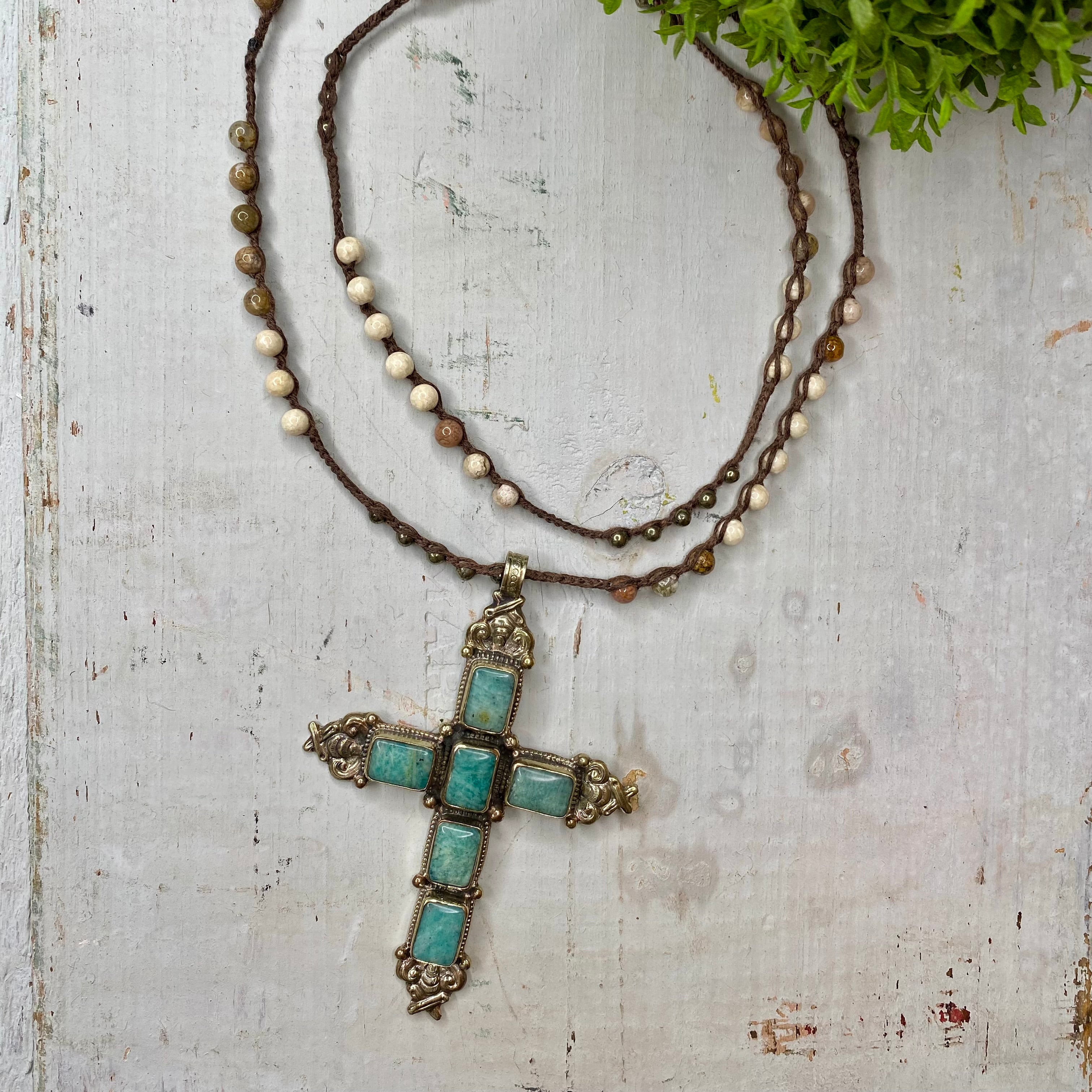 Gem on sale Stone Cross Pendant