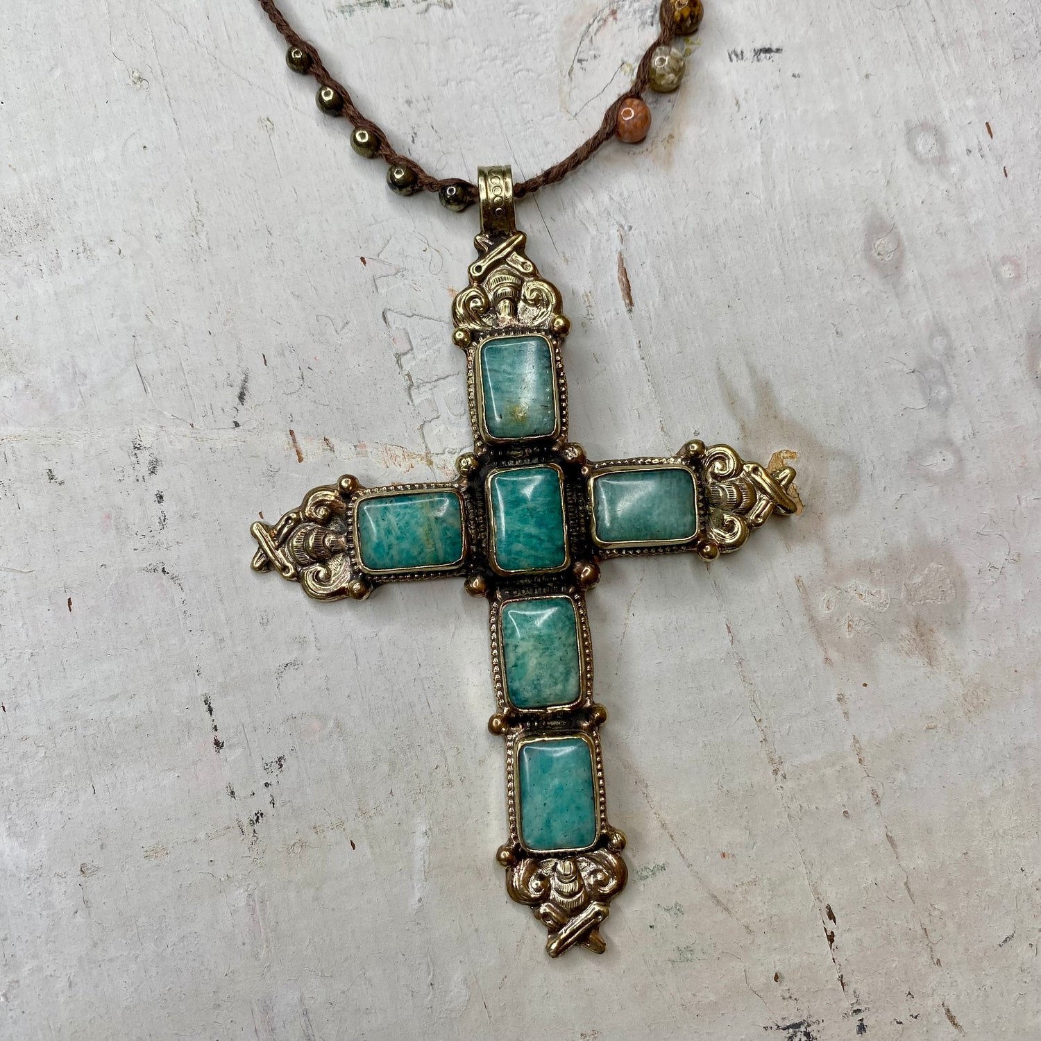 Larimar Gemstone Cross Necklace