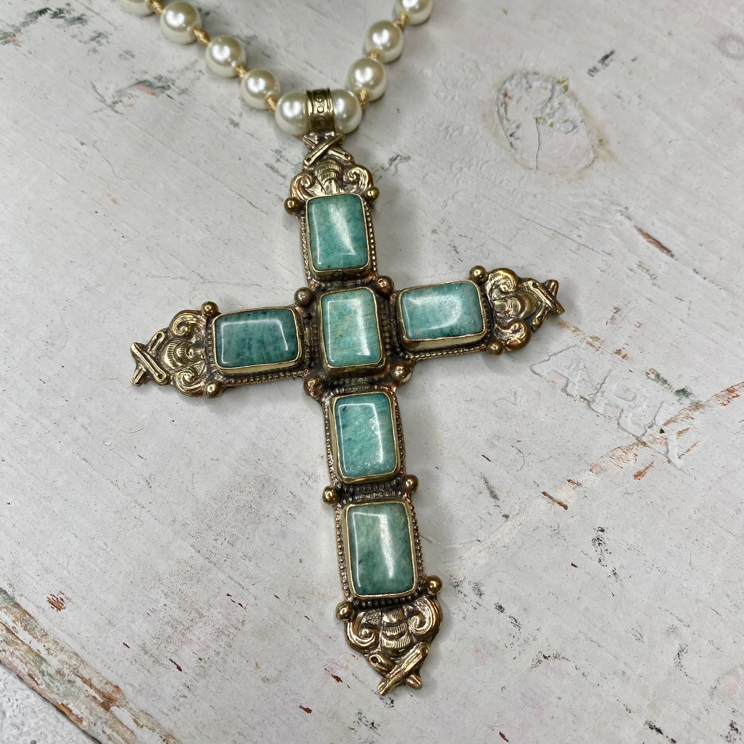 Larimar Gemstone Cross Necklace