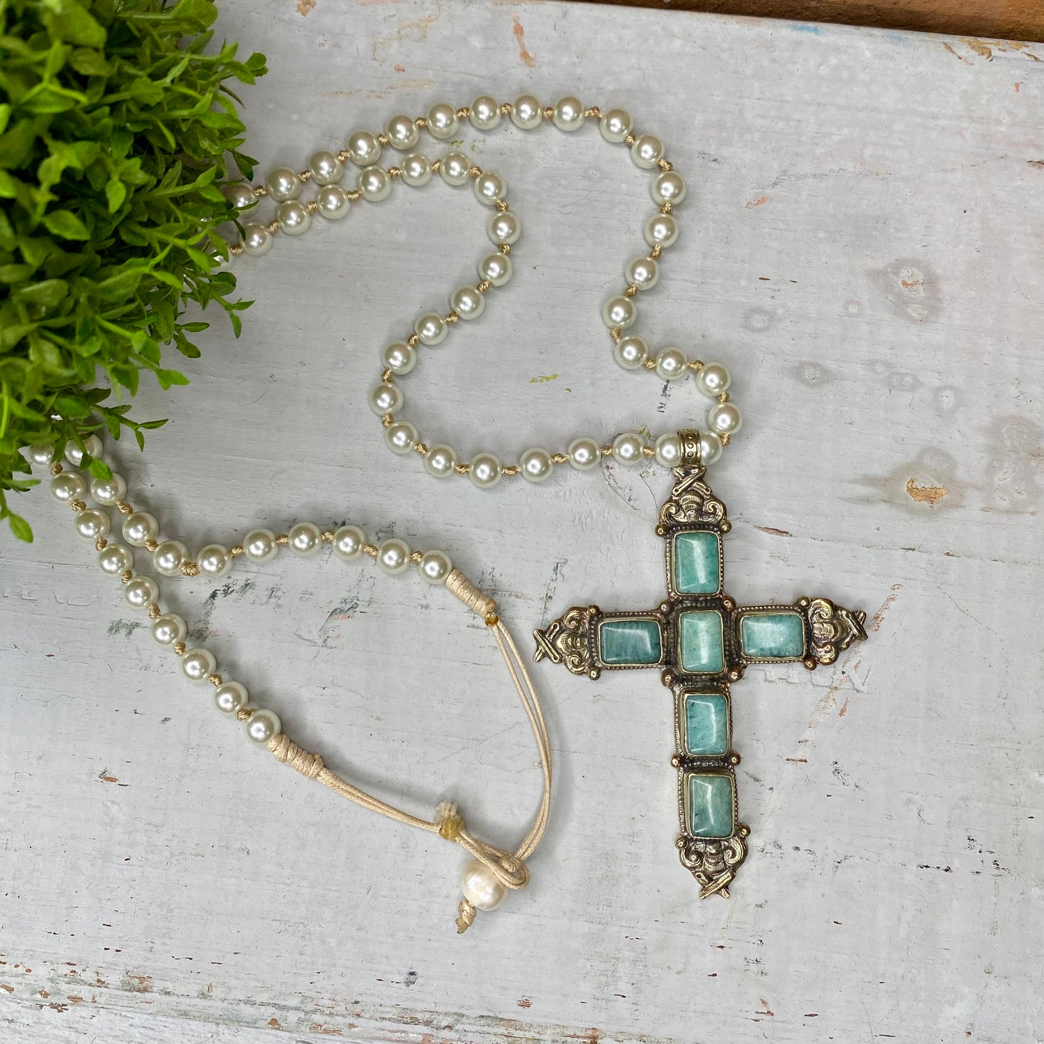 Larimar Gemstone Cross Necklace