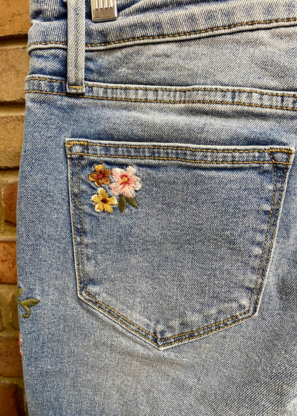 Farrah Embroidery Flare Jean 