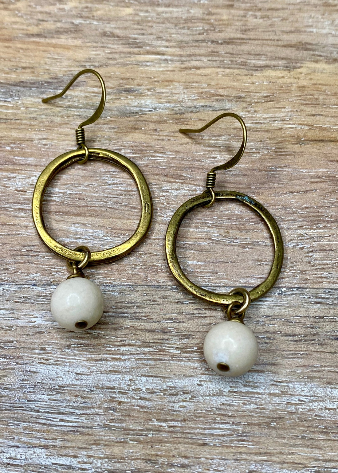 Natural Stone Drop Hoop Earring