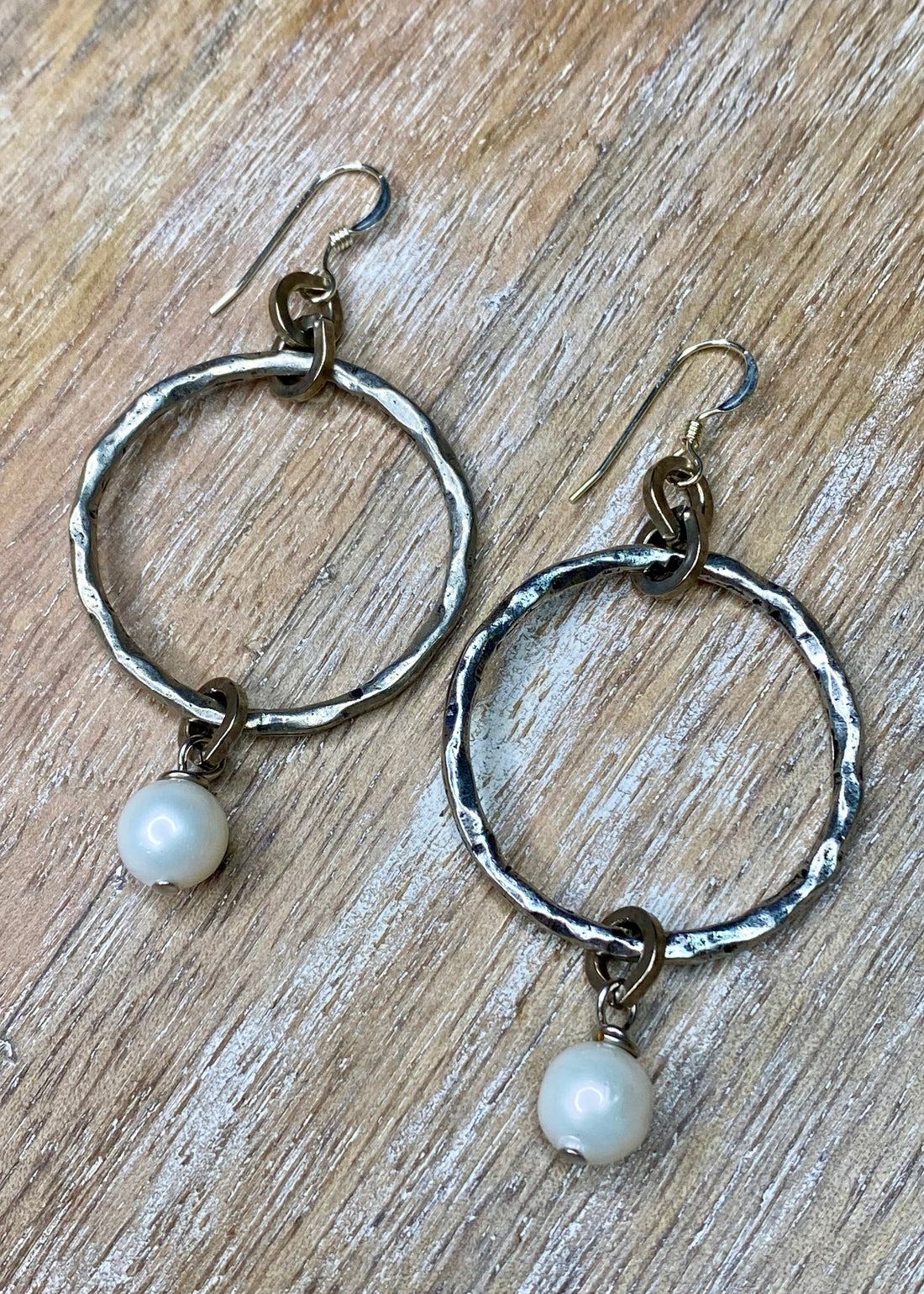 Silver Hoop with Pearl Drop Earring