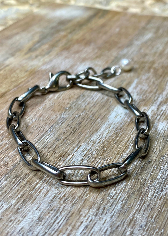 Simple Silver Paperclip Chain Bracelet