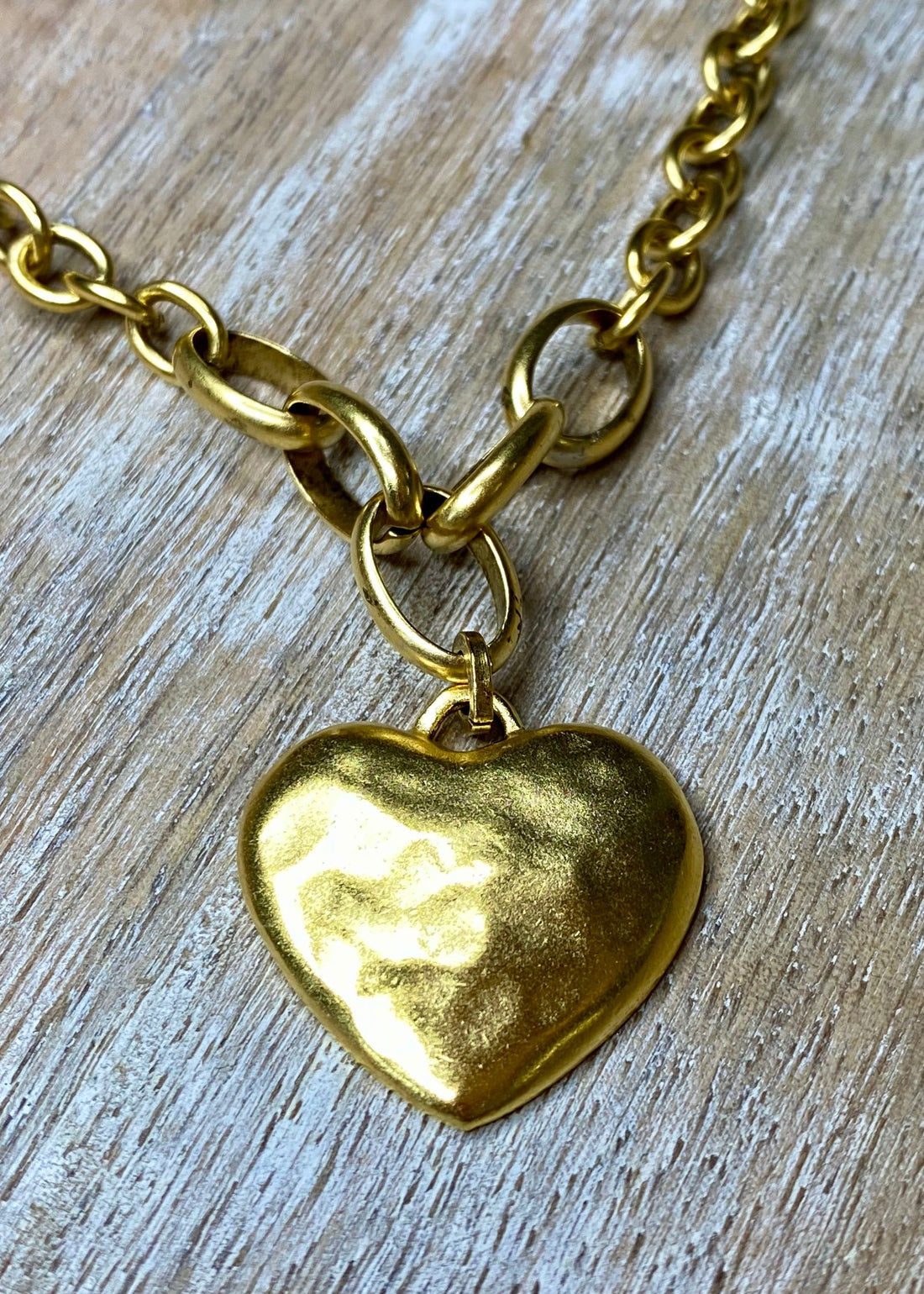 Golden Heart on Chain Necklace