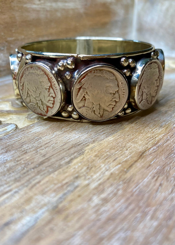 Coin and Silver Bangle Bracelet