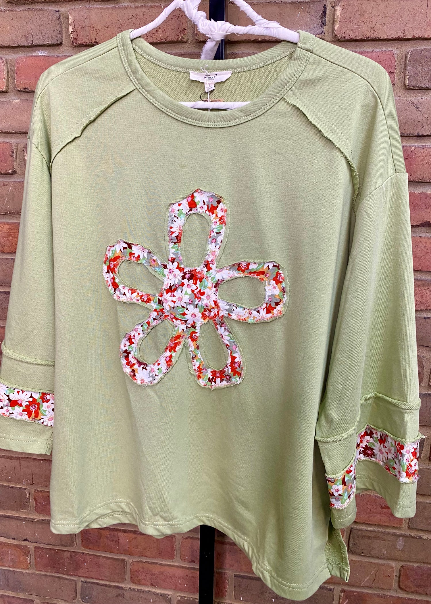 Flower Patch Terry Knit Top Pistachio 