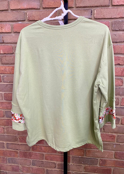 Flower Patch Terry Knit Top Pistachio 