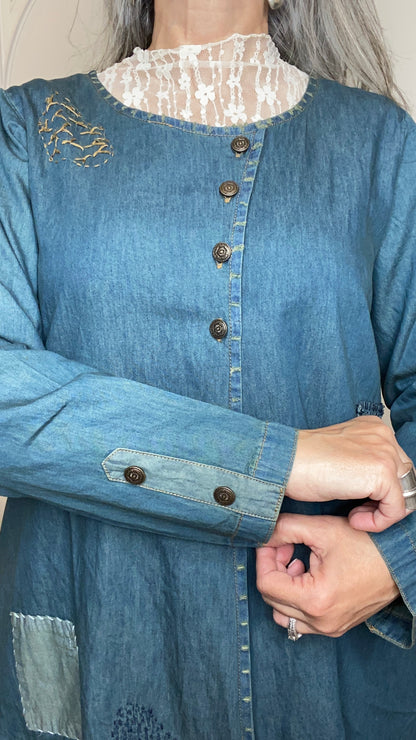 Denim LOVE Jacket with Hand Stitching 