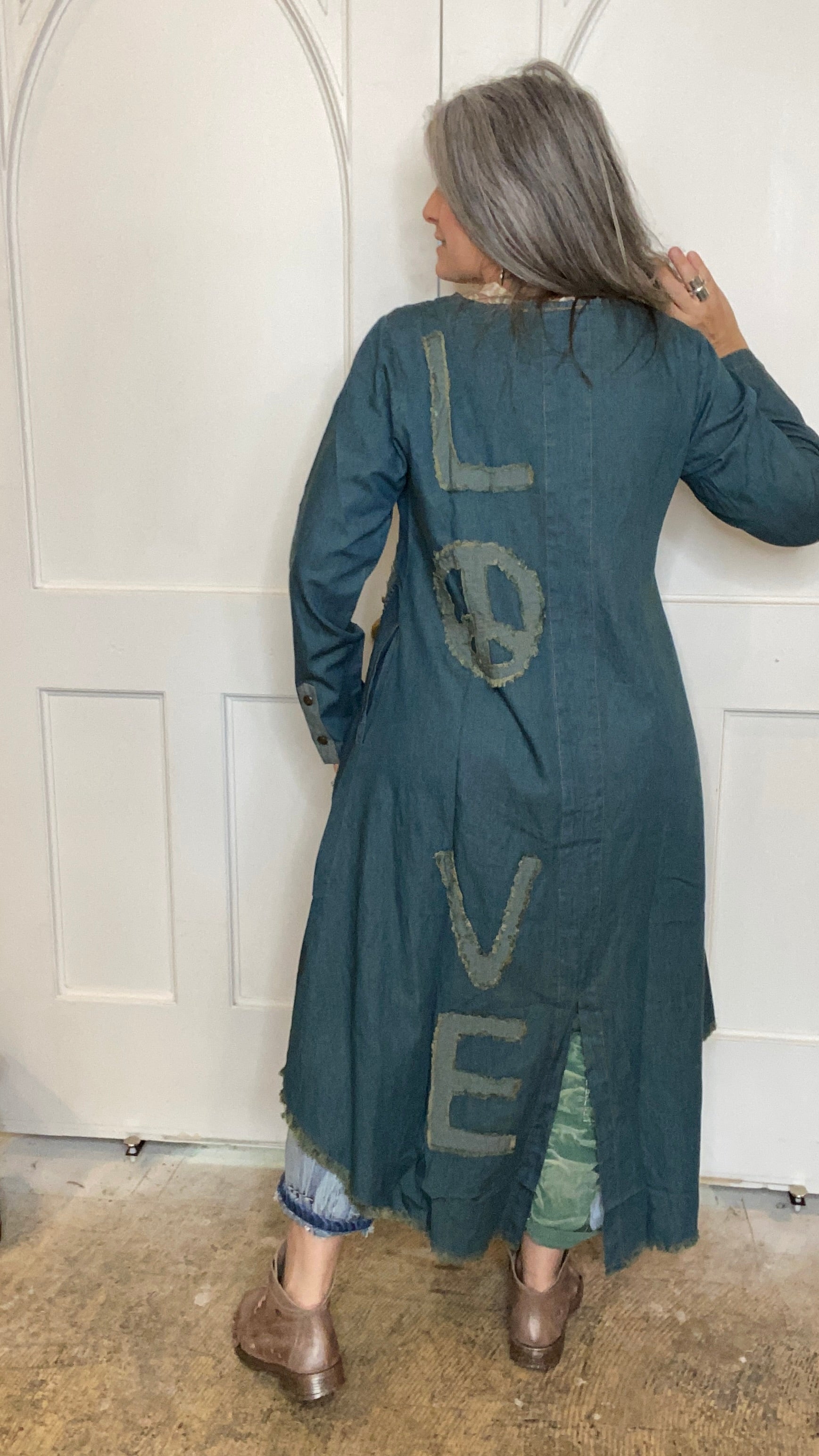 Denim LOVE Jacket with Hand Stitching 