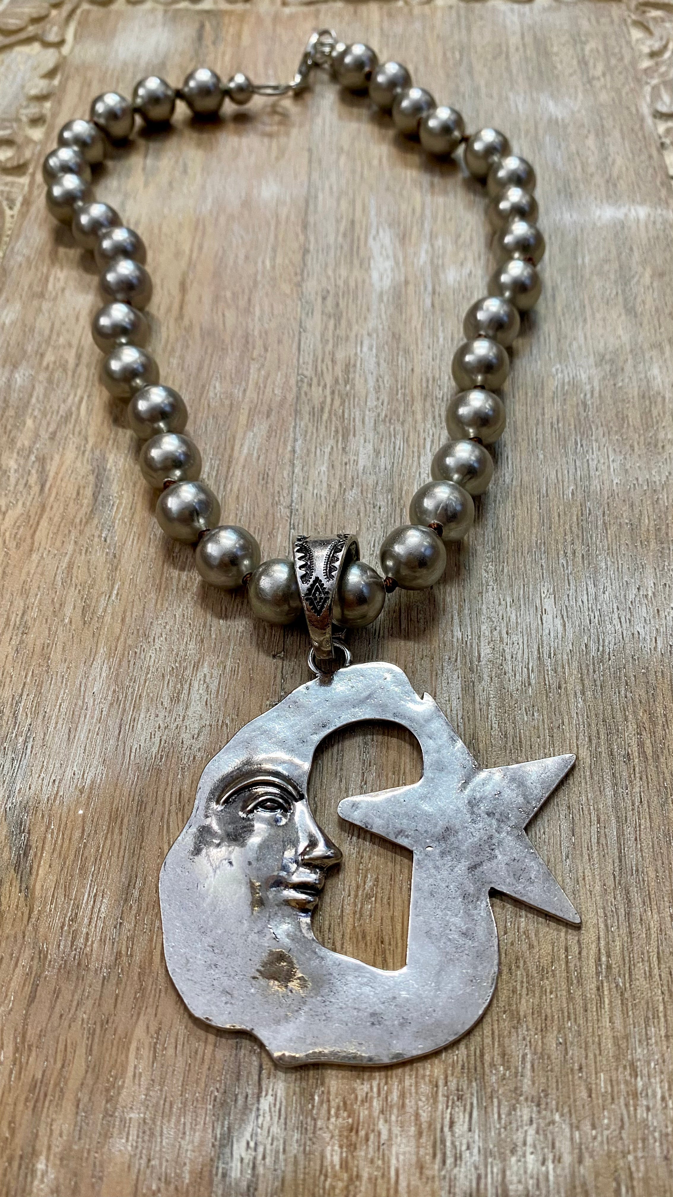 Silver Moon and Star Necklace