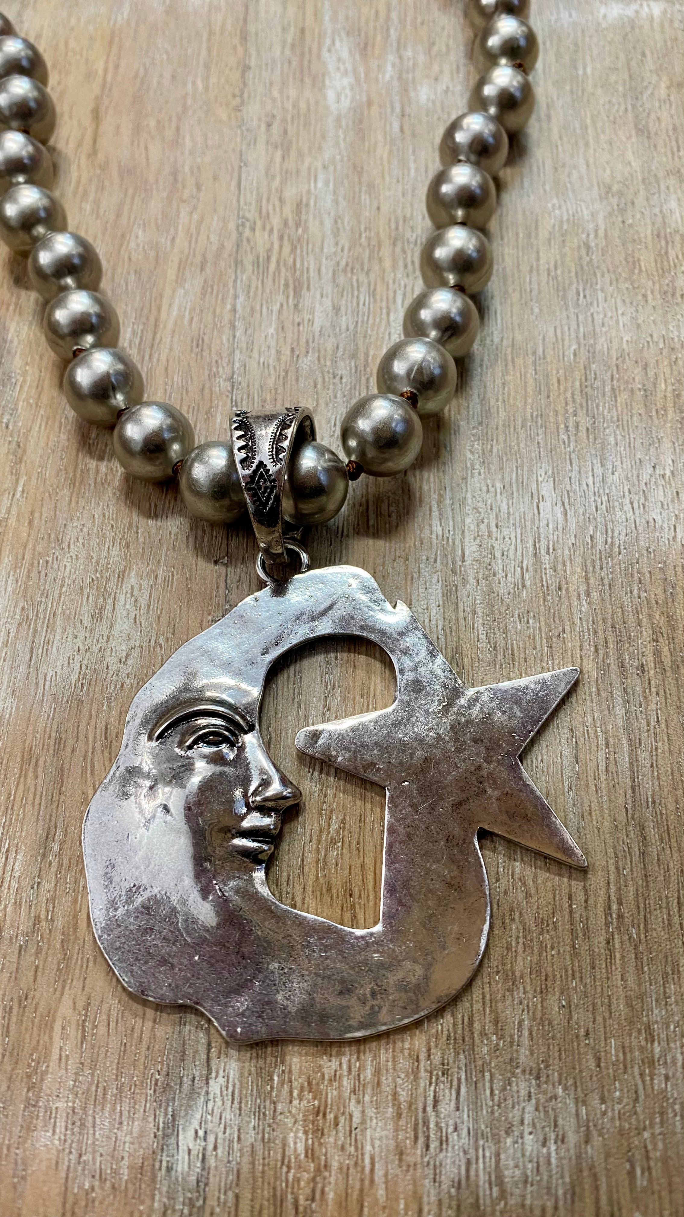 Silver Moon and Star Necklace