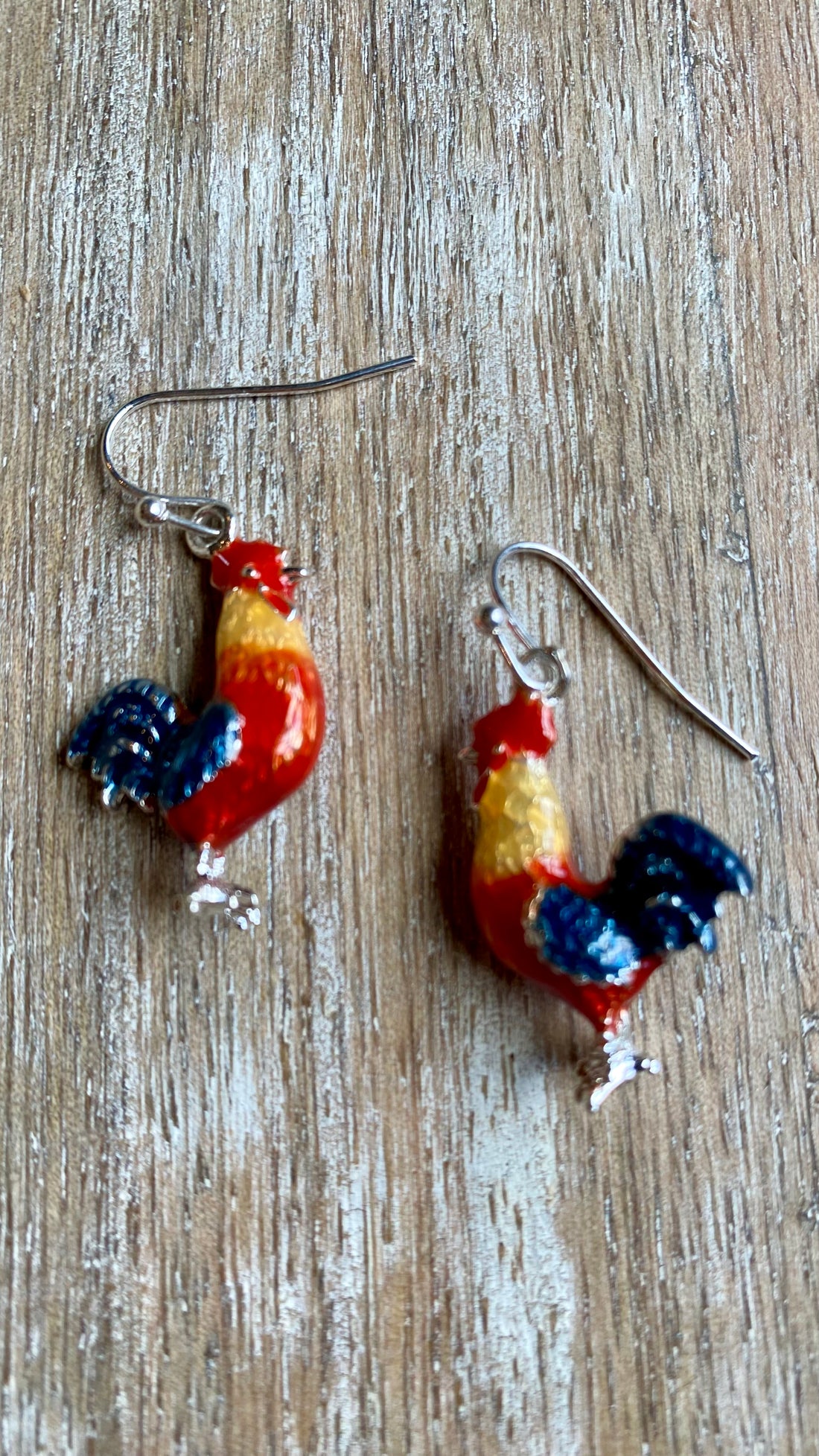 Enamel Rooster Earring