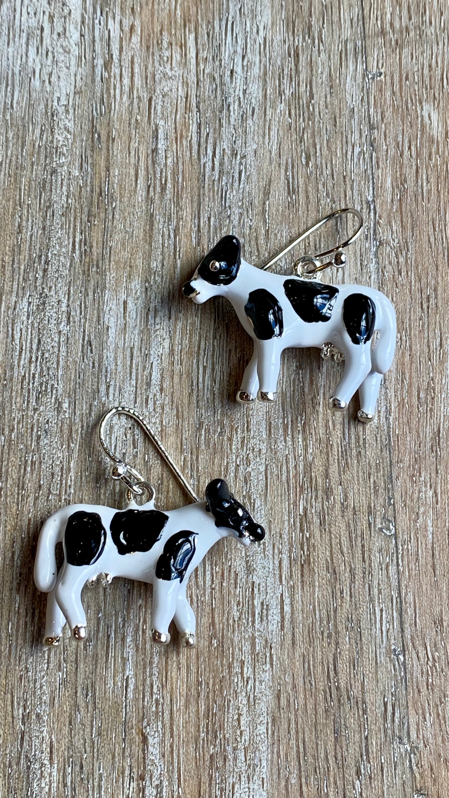 Enamel Cow Earring