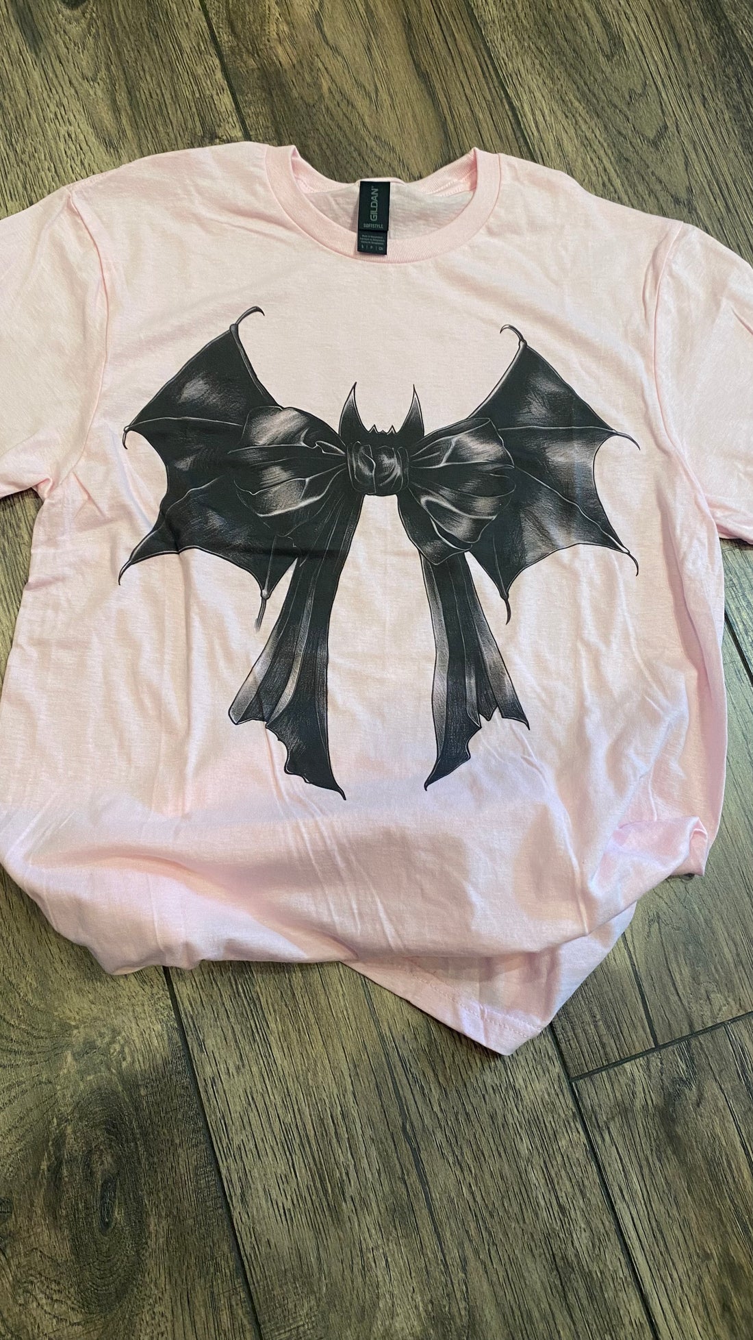 Bat Bow on Pink Tee