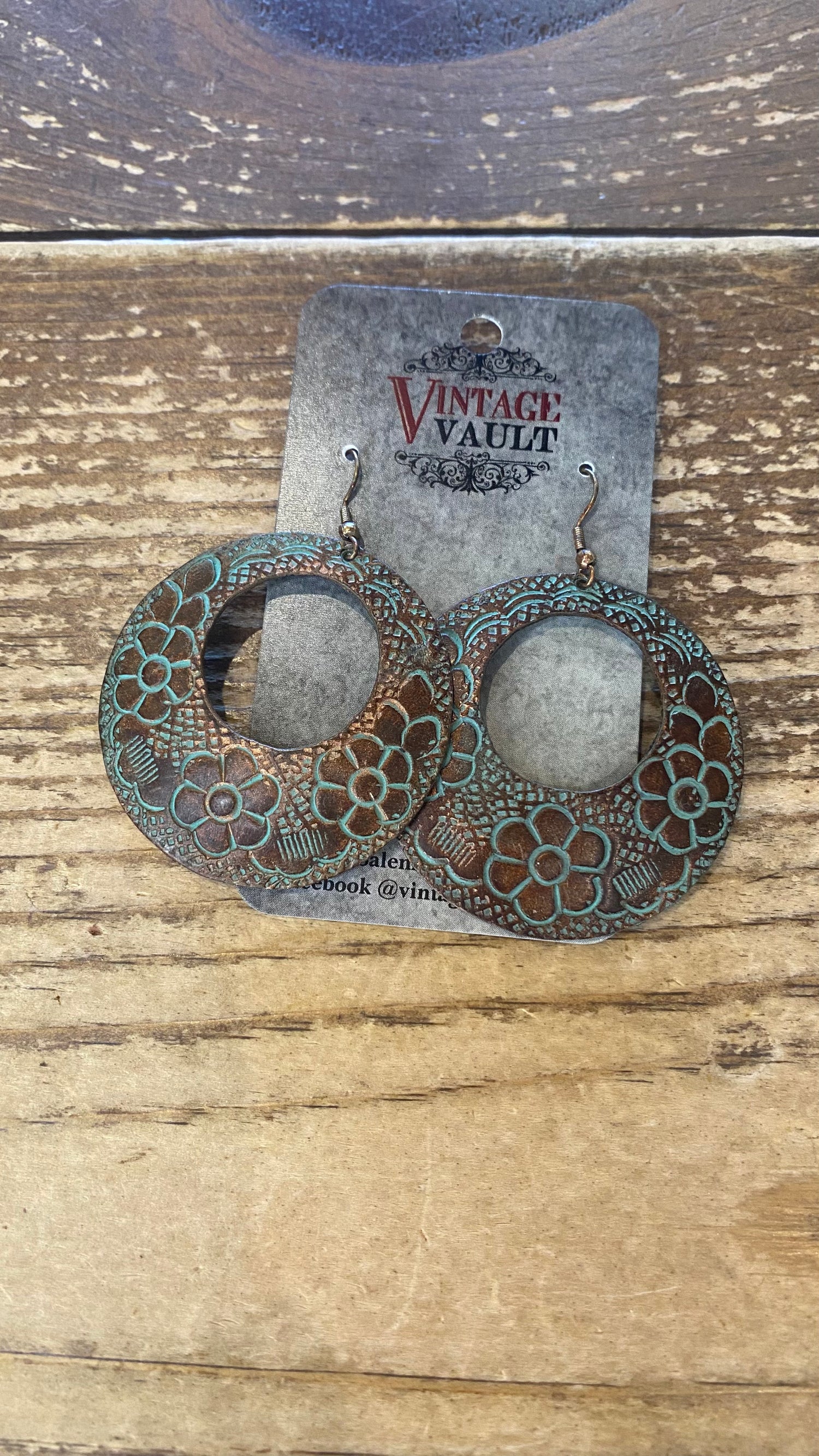 Patina Floral Disk Earring