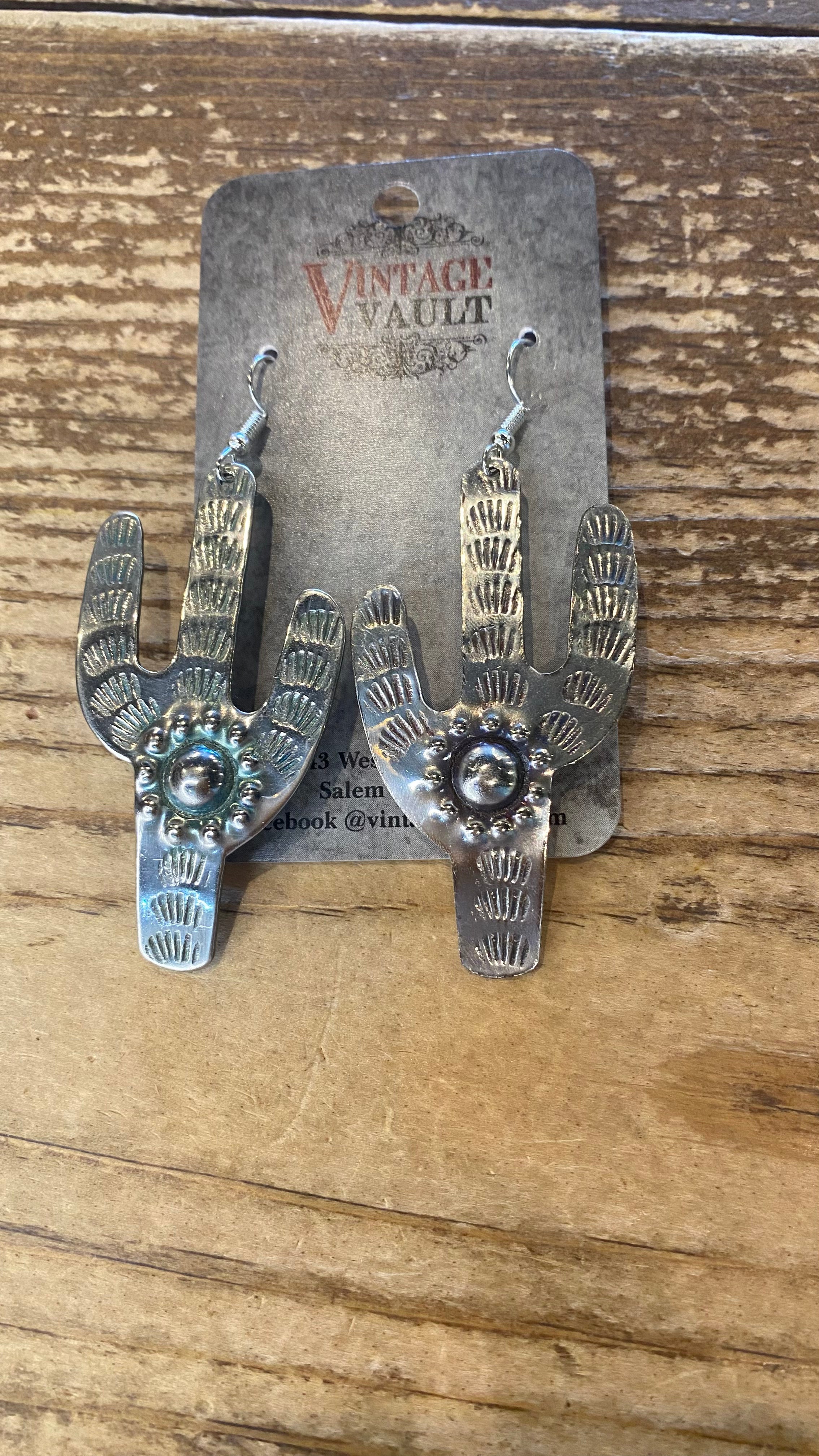 Silver Cactus Earrings