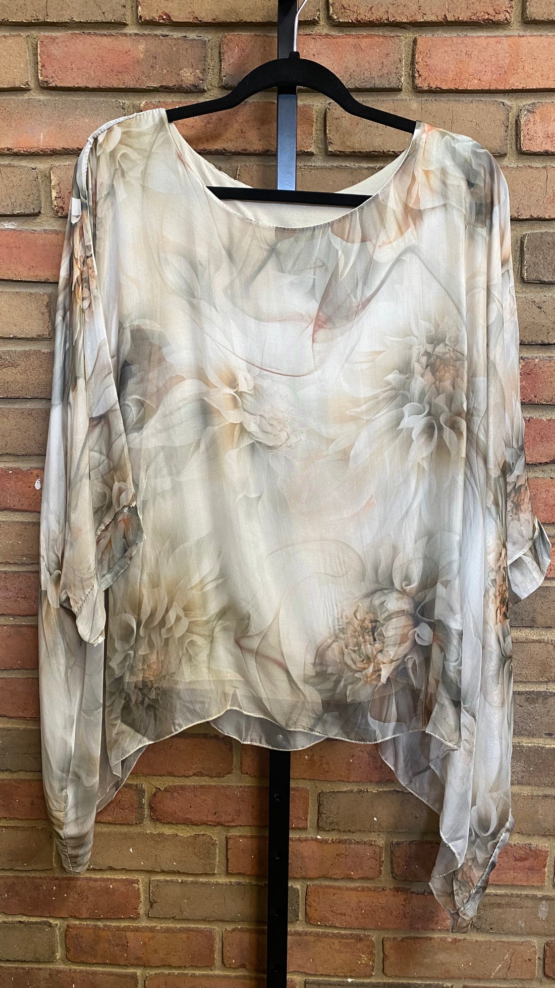 Floral Silk Poncho Top 