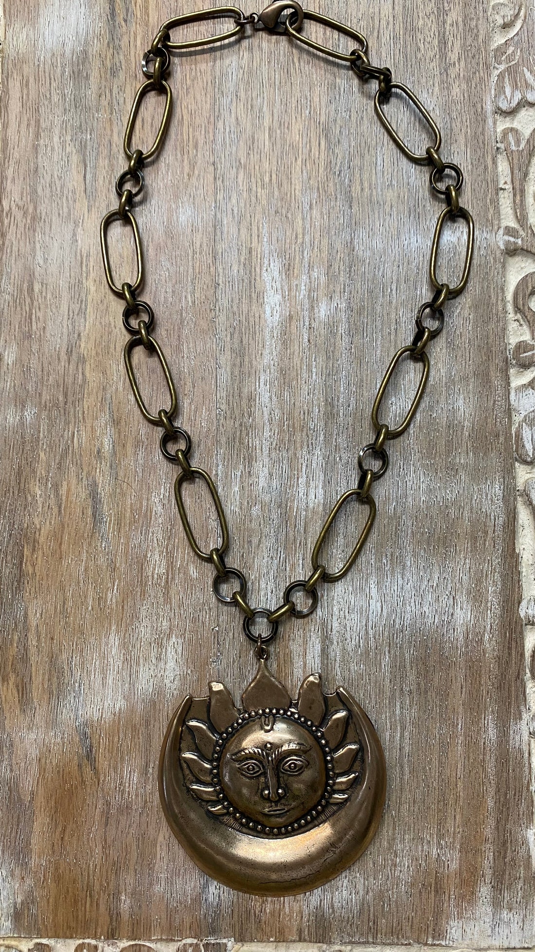 Bronze Sun and Moon Necklace