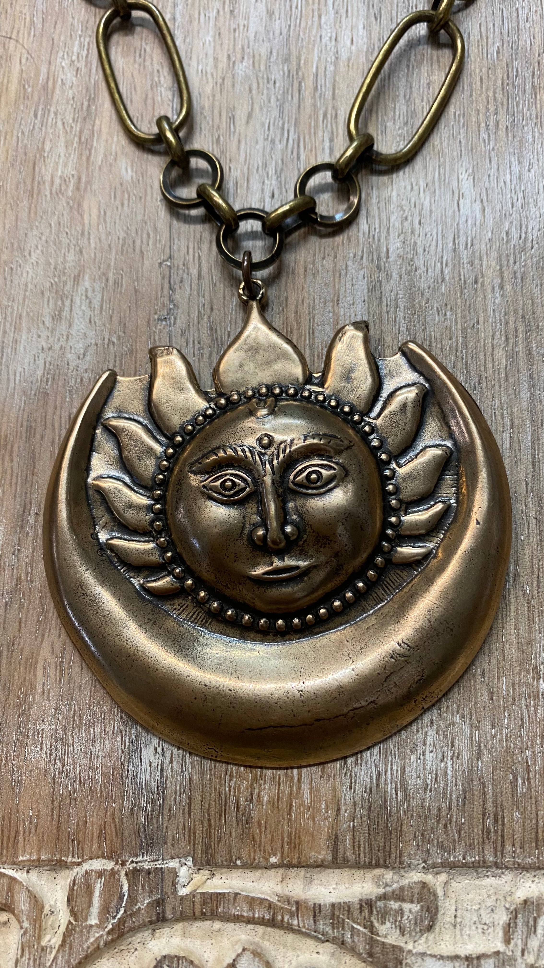 Bronze Sun and Moon Necklace