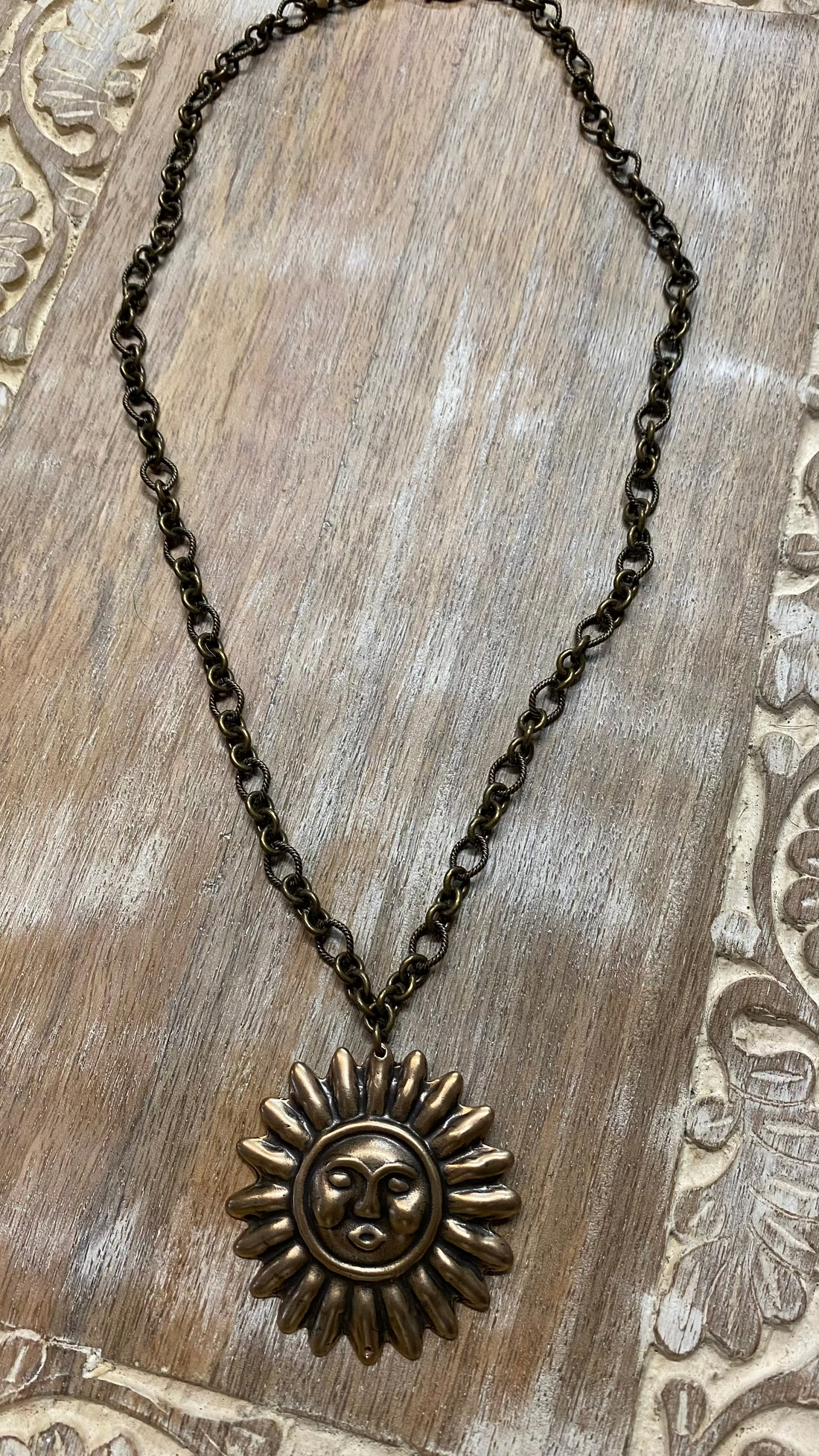 Bronze Sun on Chain Necklace