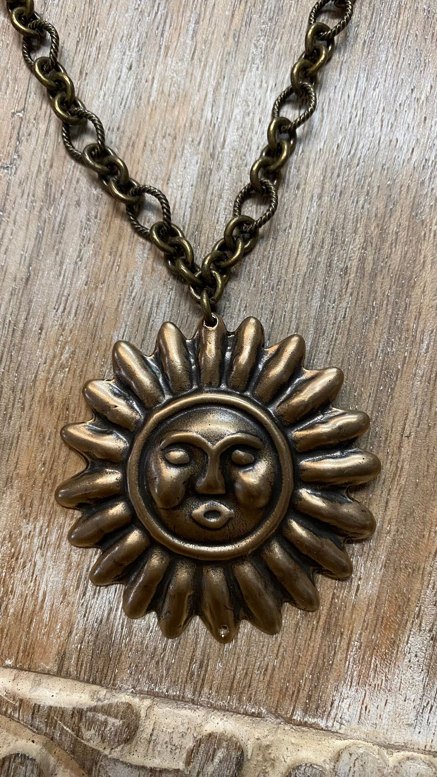 Bronze Sun on Chain Necklace