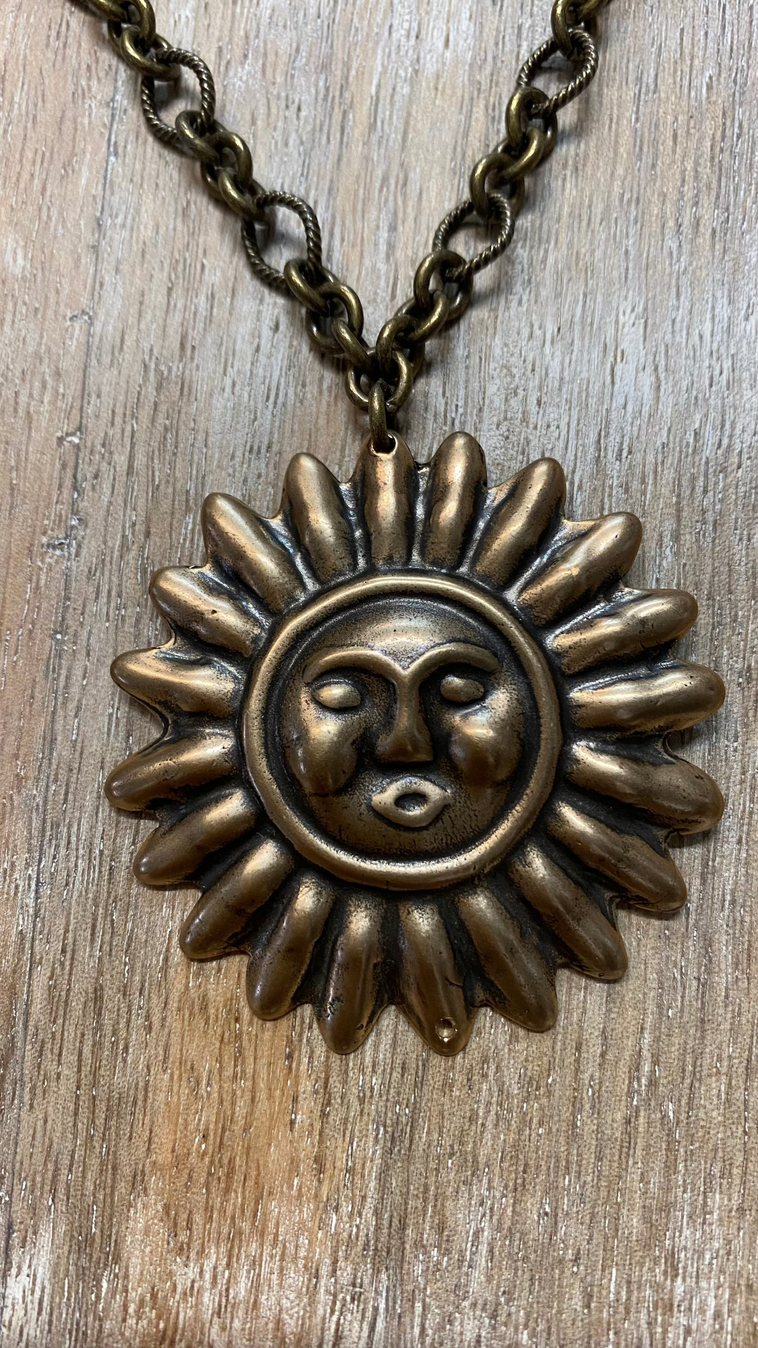 Bronze Sun on Chain Necklace