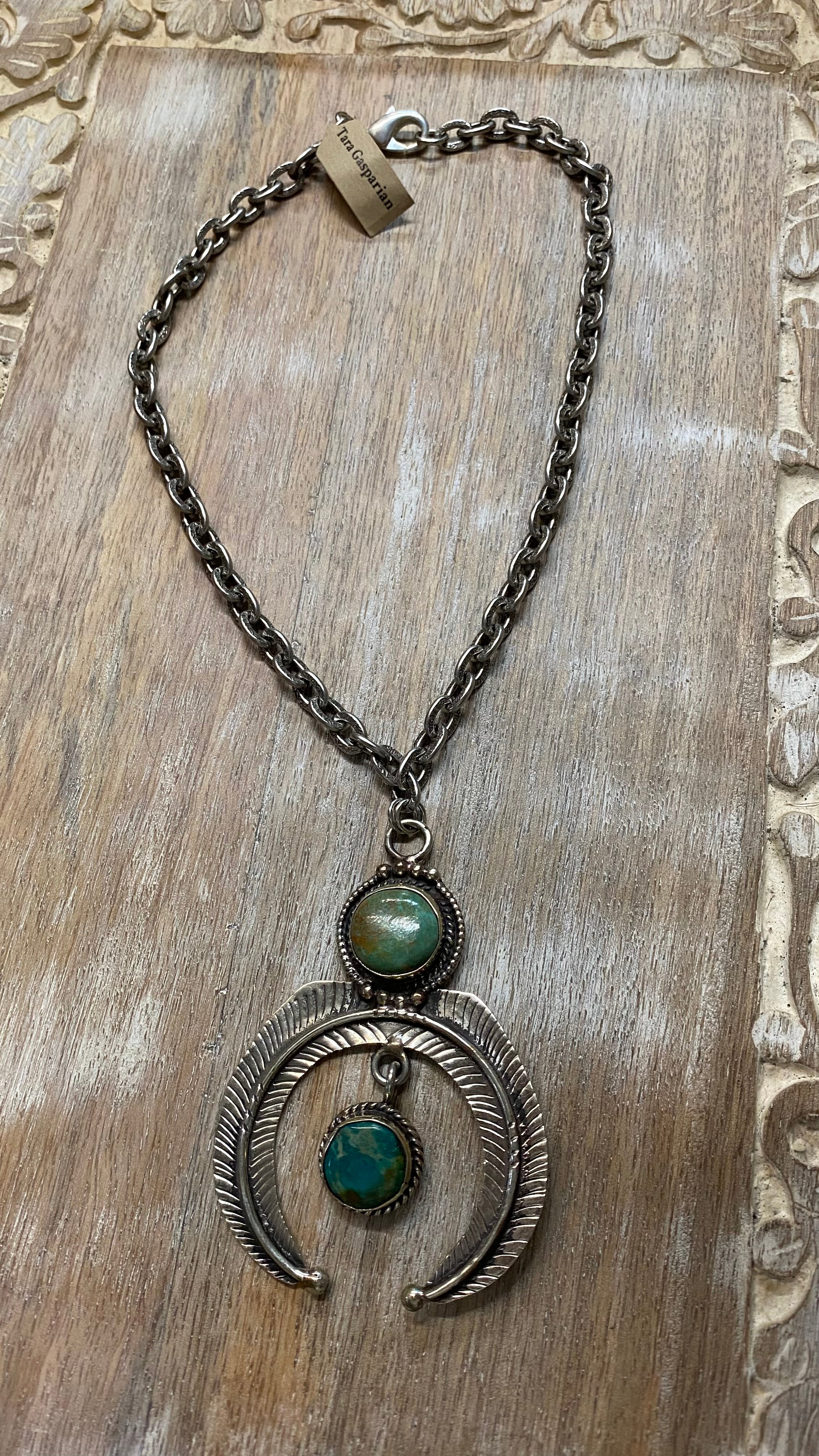 Crescent Turquoise Drop Necklace