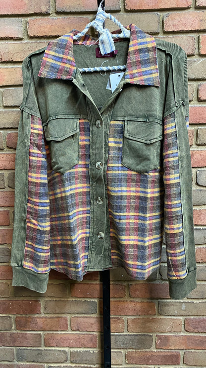 Olive Mix Plaid Shirt