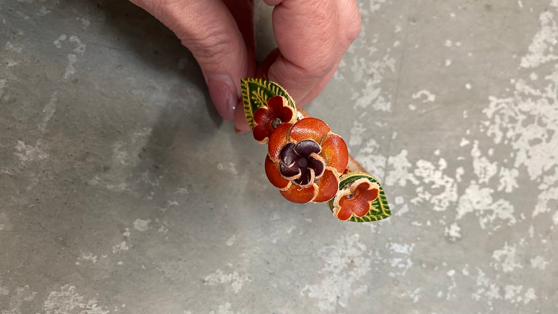 Leather Rose Bracelet 