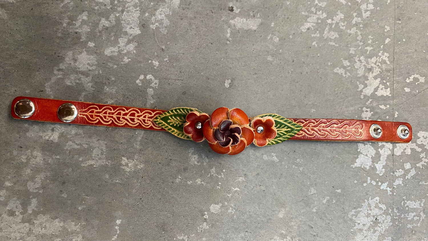 Leather Rose Bracelet 