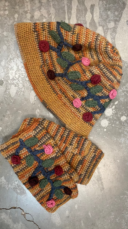 Variegated and Flower Vine Cut Off Mittens