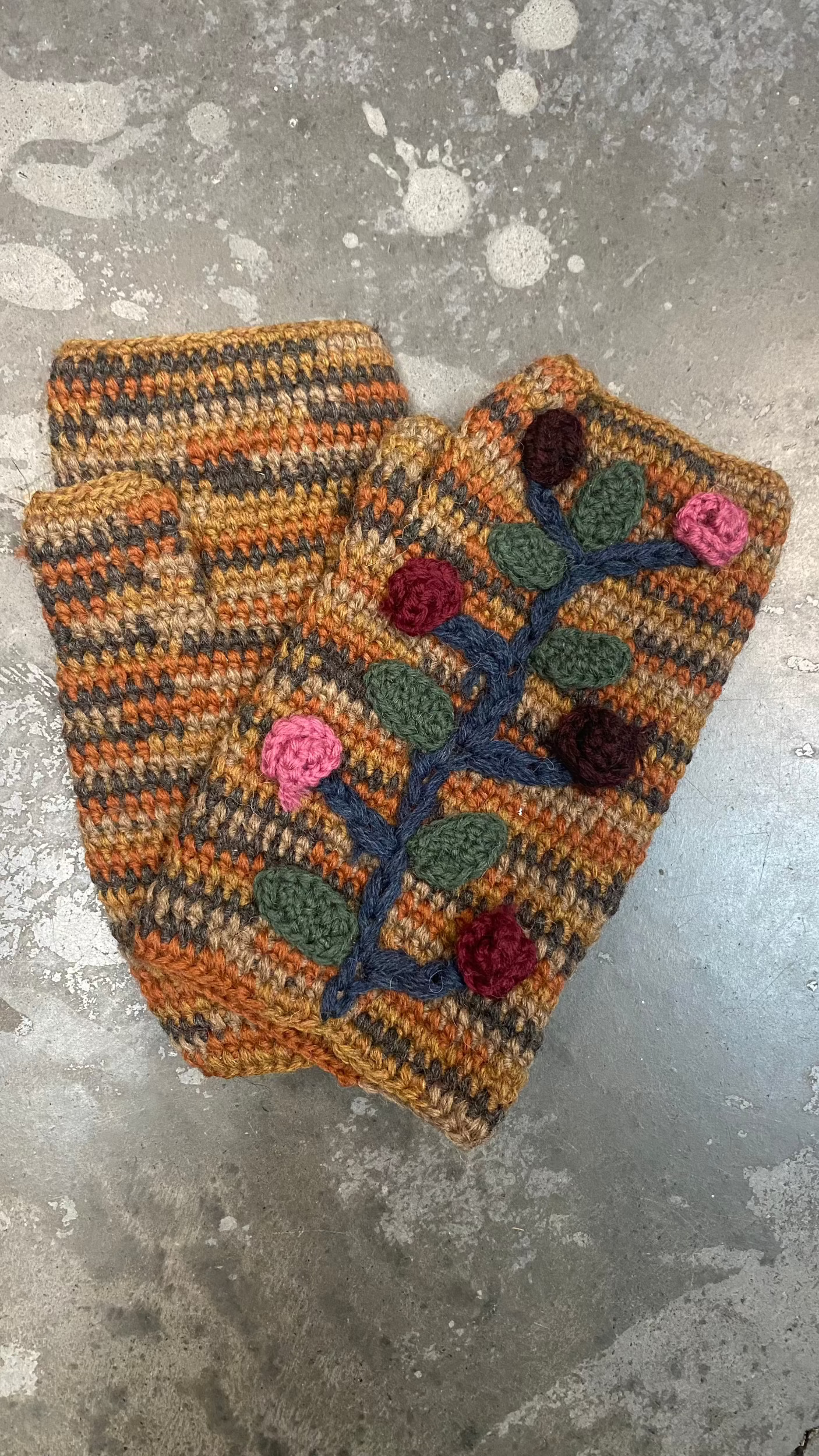 Variegated and Flower Vine Cut Off Mittens