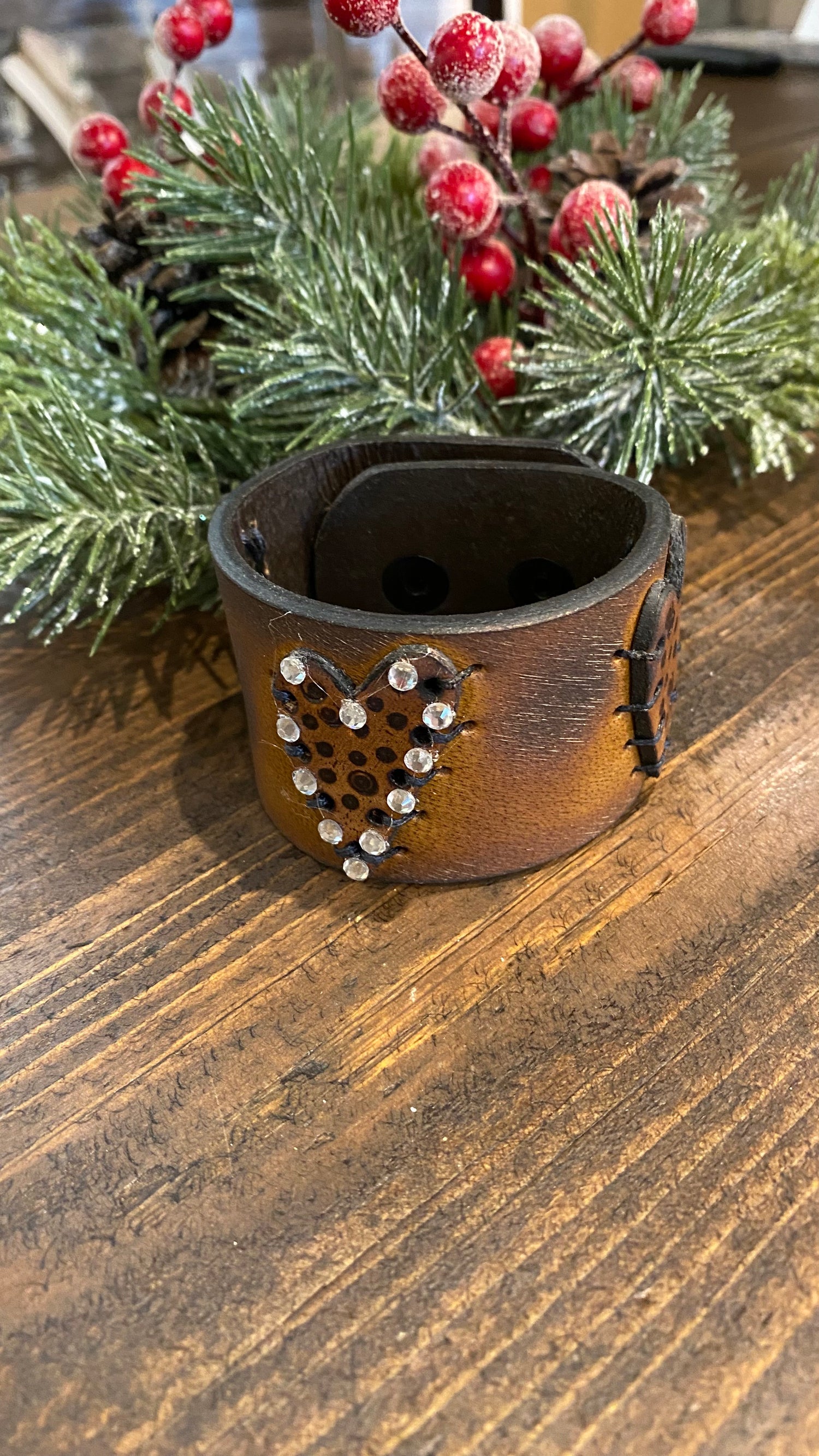 Leather Heart Cuff