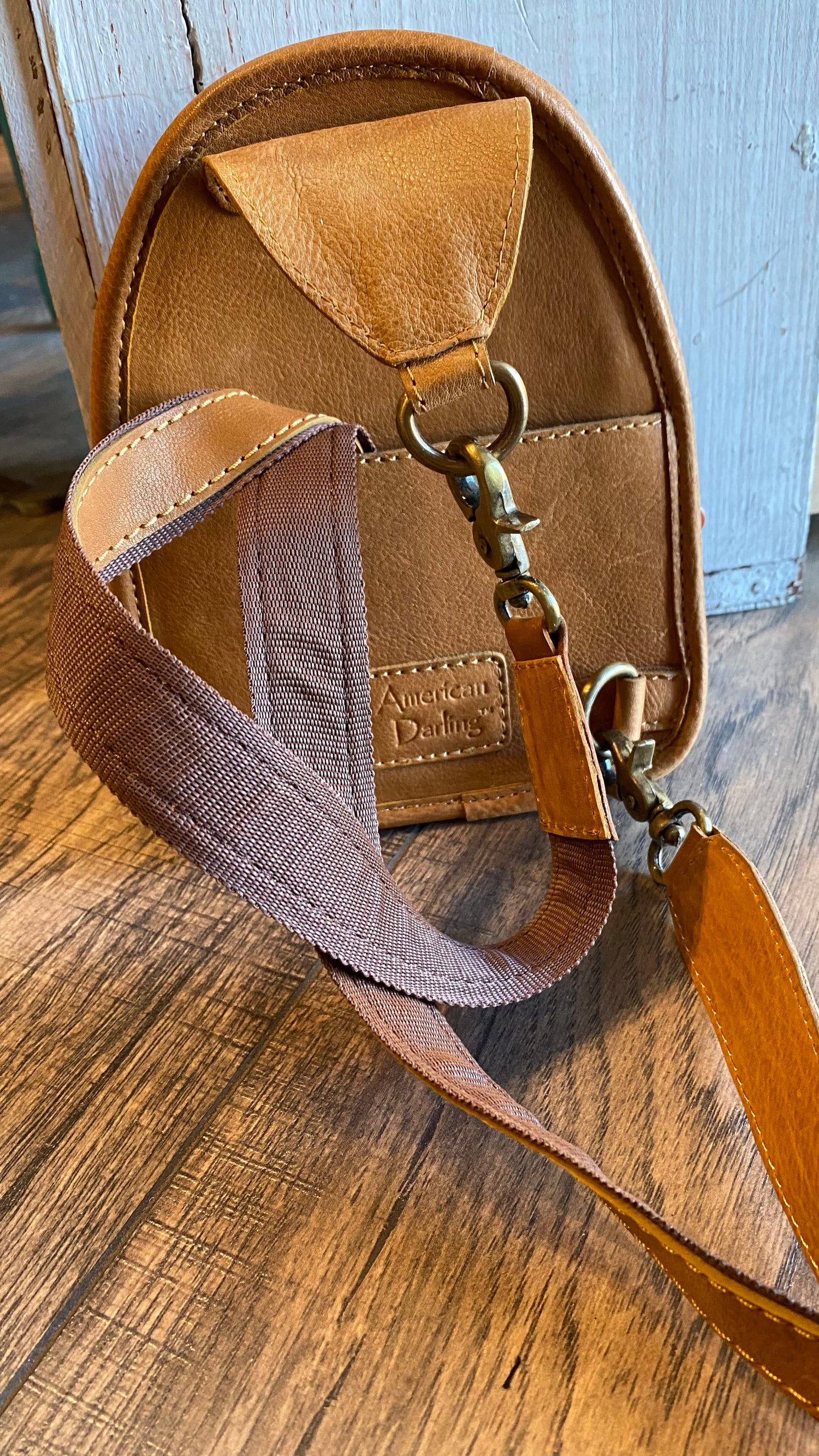 Hide &amp; Tooled Sling Bag