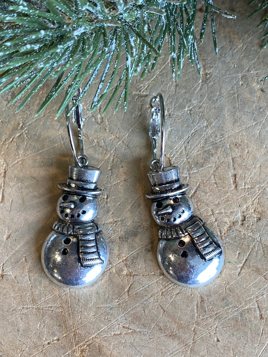 Silver Snowman Earrings