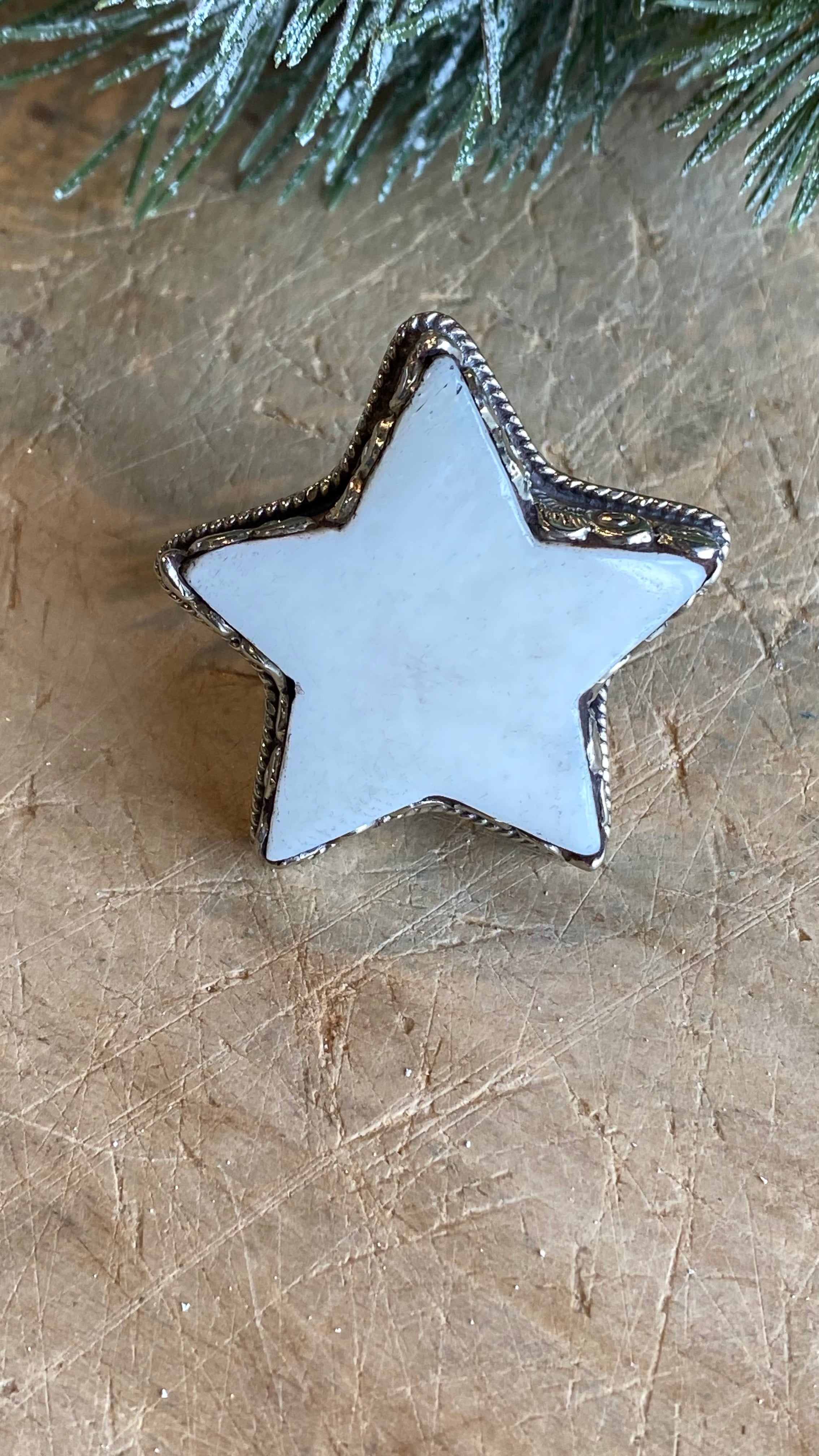 Carved Bone Big Star Ring